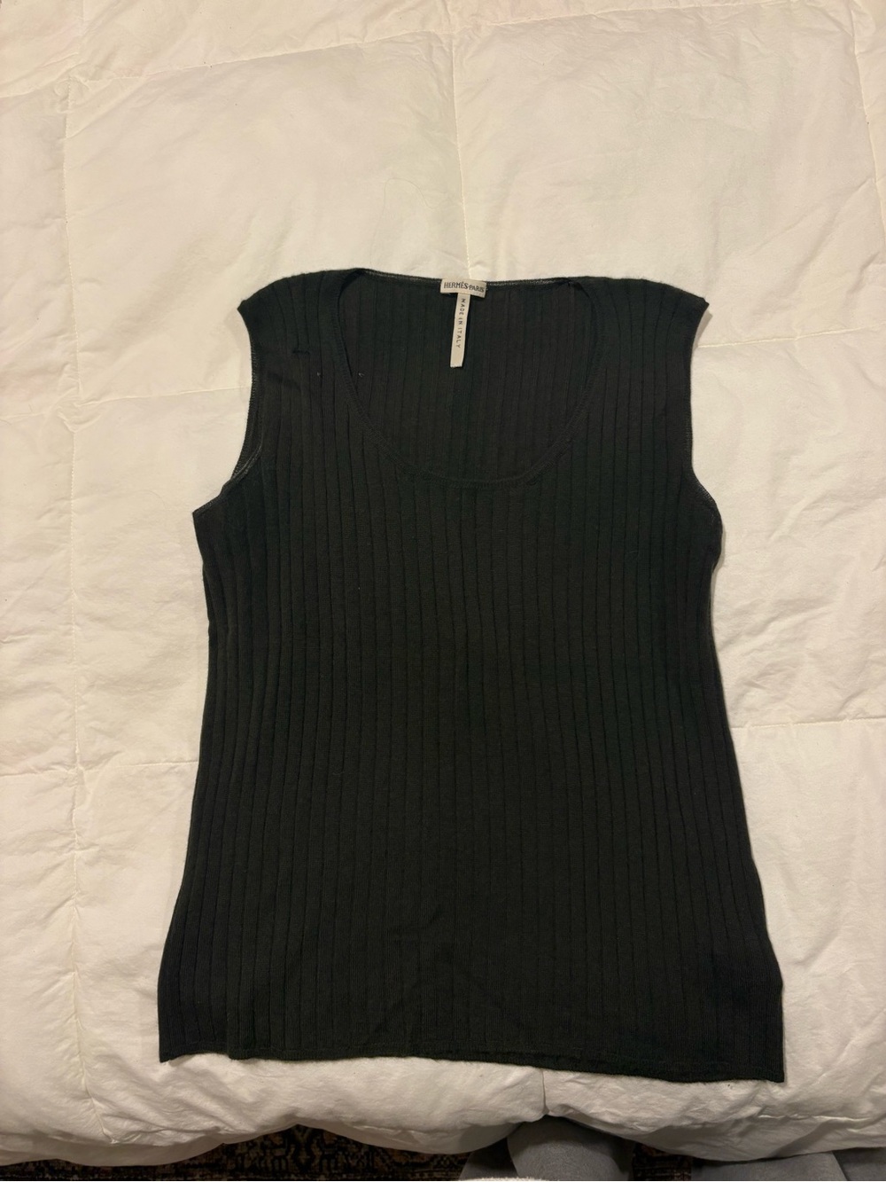 Rare Hermès black ribbed knit tank top by Maison Margiela